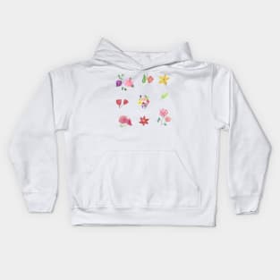 Watercolor cute flowers happy positivie stickers set floral Kids Hoodie